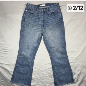 Madewell Rigid Crop Flare Medium Wash Raw Hem Size 28